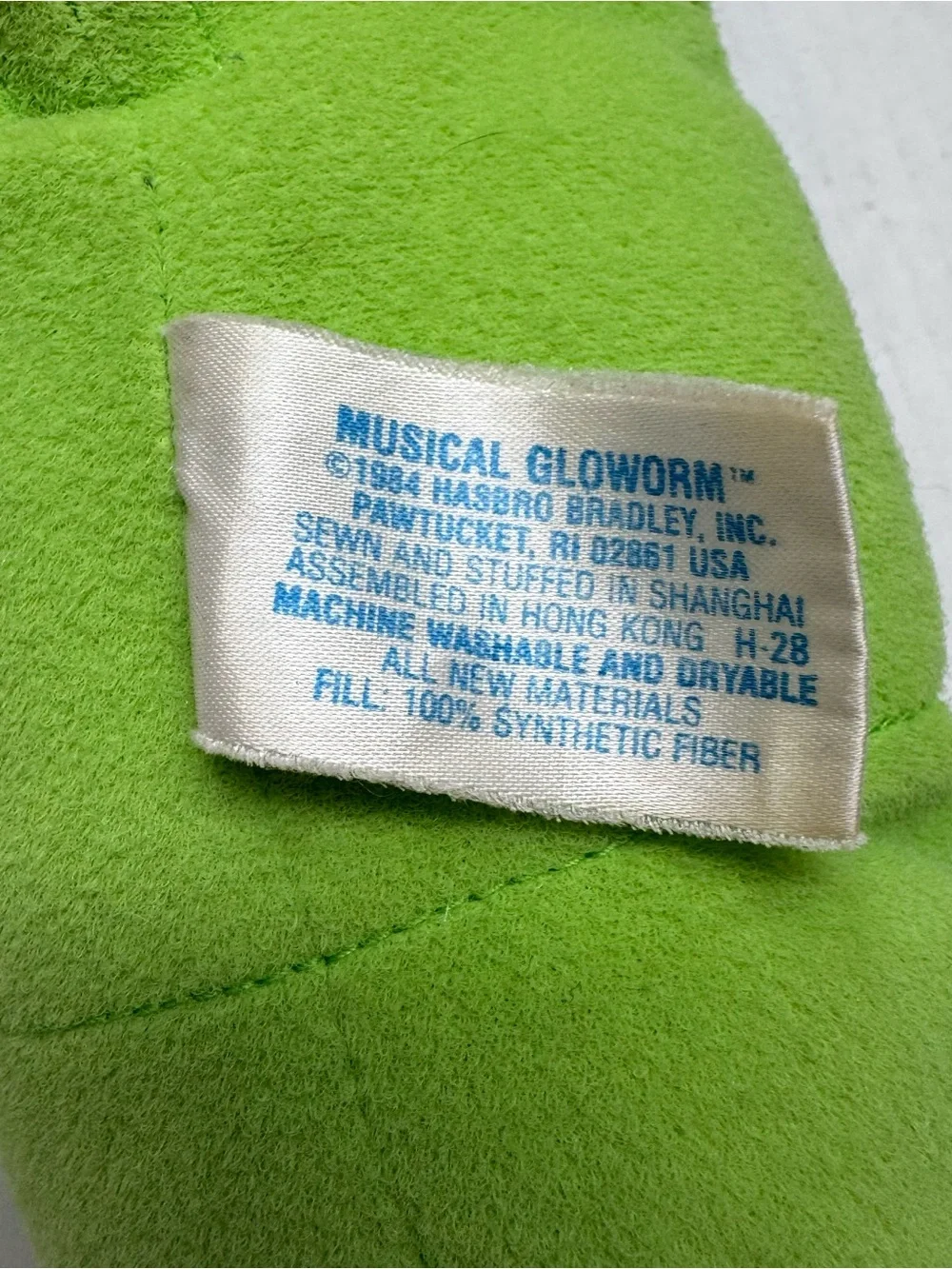 Vintage Hasbro Glo Worm Gloworm Plush Light Up Toy Works Playskool